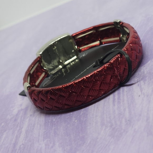 Sapphire Red & Silver Tone Rhinestone Bracelet - Picture 5 of 7